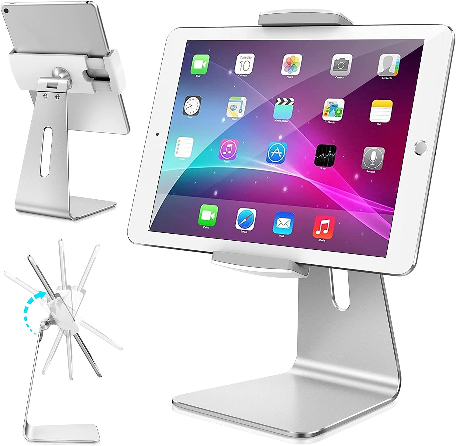 AboveTEK Elegante Soporte para Tablet de Aluminio, Soporte para iPad de 7 a 13 Pulgadas, Soporte para Tablet iPad Pro Air Mini Galaxy Tab, Soporte para Tablet para Tienda, escaparate, Oficina